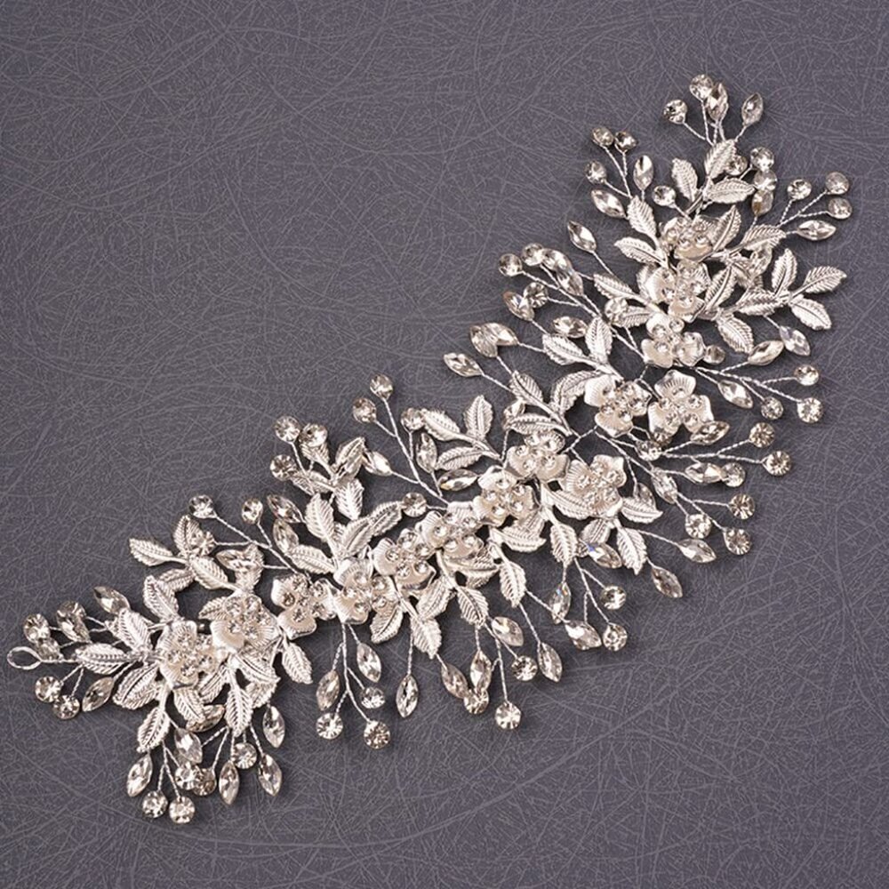 Flower Leaf Crystal Headband Hair Vine Large Bridal Rhinestones Headband Handmad